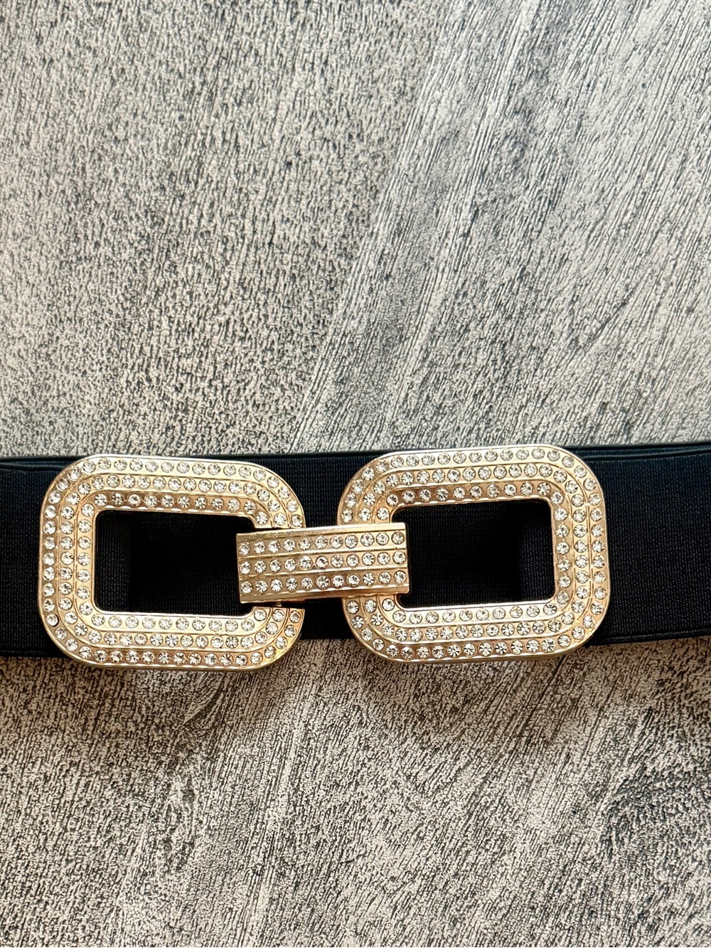 Gold/Black Rhinestone Stretch Belt - Picture 6 of 8